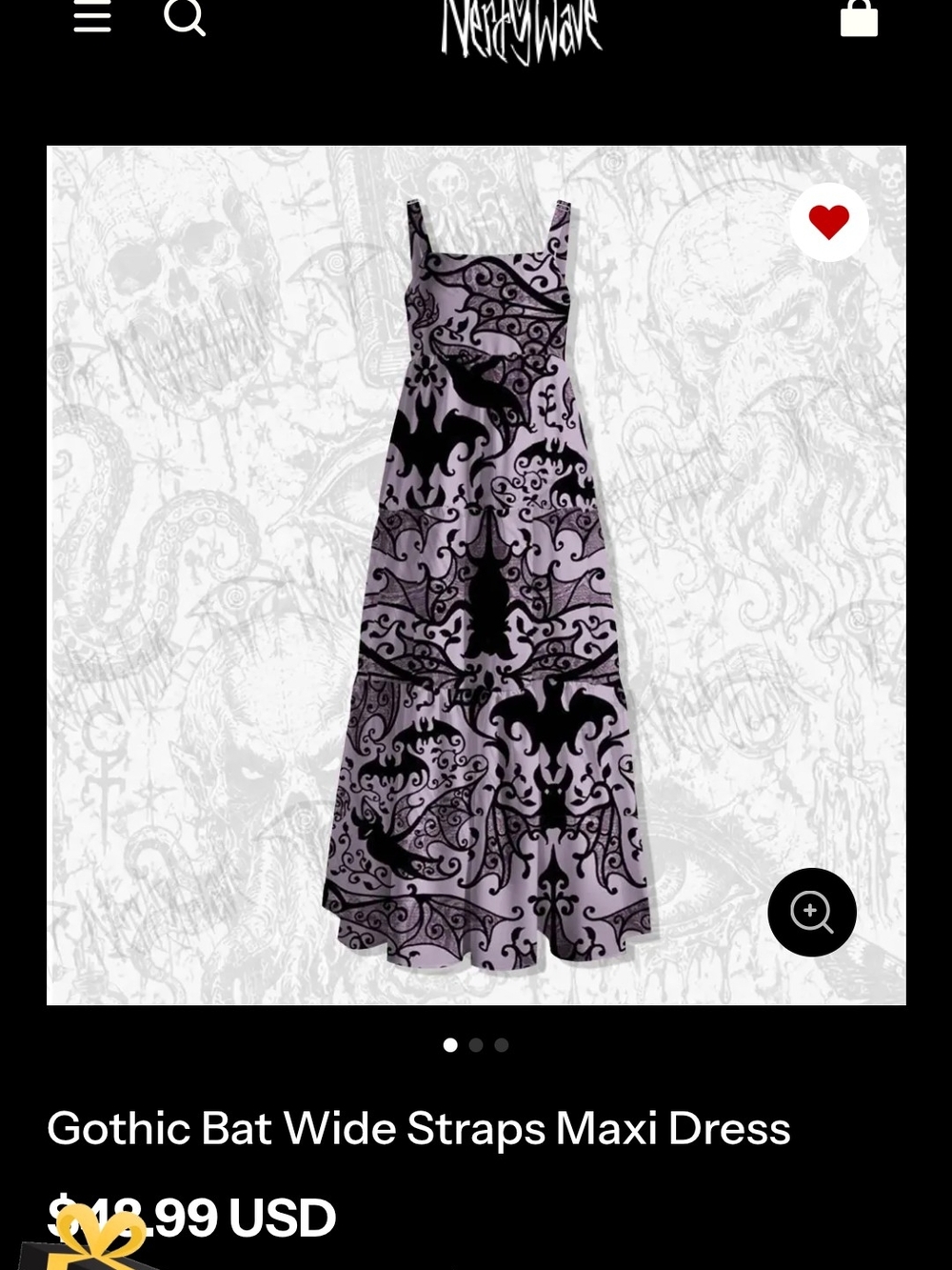 Gothic Bat ***Mid Length Dress with Spaghetti Straps***